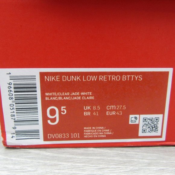 Nike Dunk Low Retro Jade White Sneakers Mens Size 9.5 NEW - Picture 12 of 14